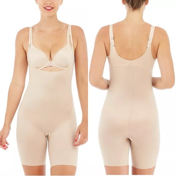 SPANX Women's Thinstincts 2.0‎ Open-Bust Mid-Thigh Bodysuit size XL - Picture 1 of 10